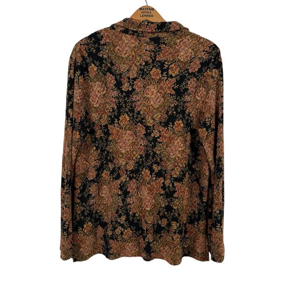 Chico's Women Floral Jacket Size 2 (US Large/12) Dark Romantic Fall Fairy Grunge - Picture 3 of 5